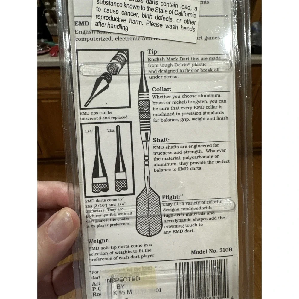English Mark Darts Archer Soft Tip Darts Set Of 3 With Wallet - NEW NOS